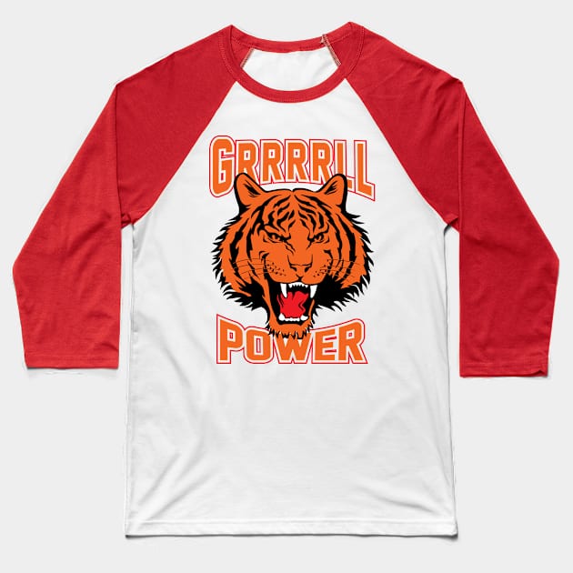 Grrrrll Power Baseball T-Shirt by Mobykat